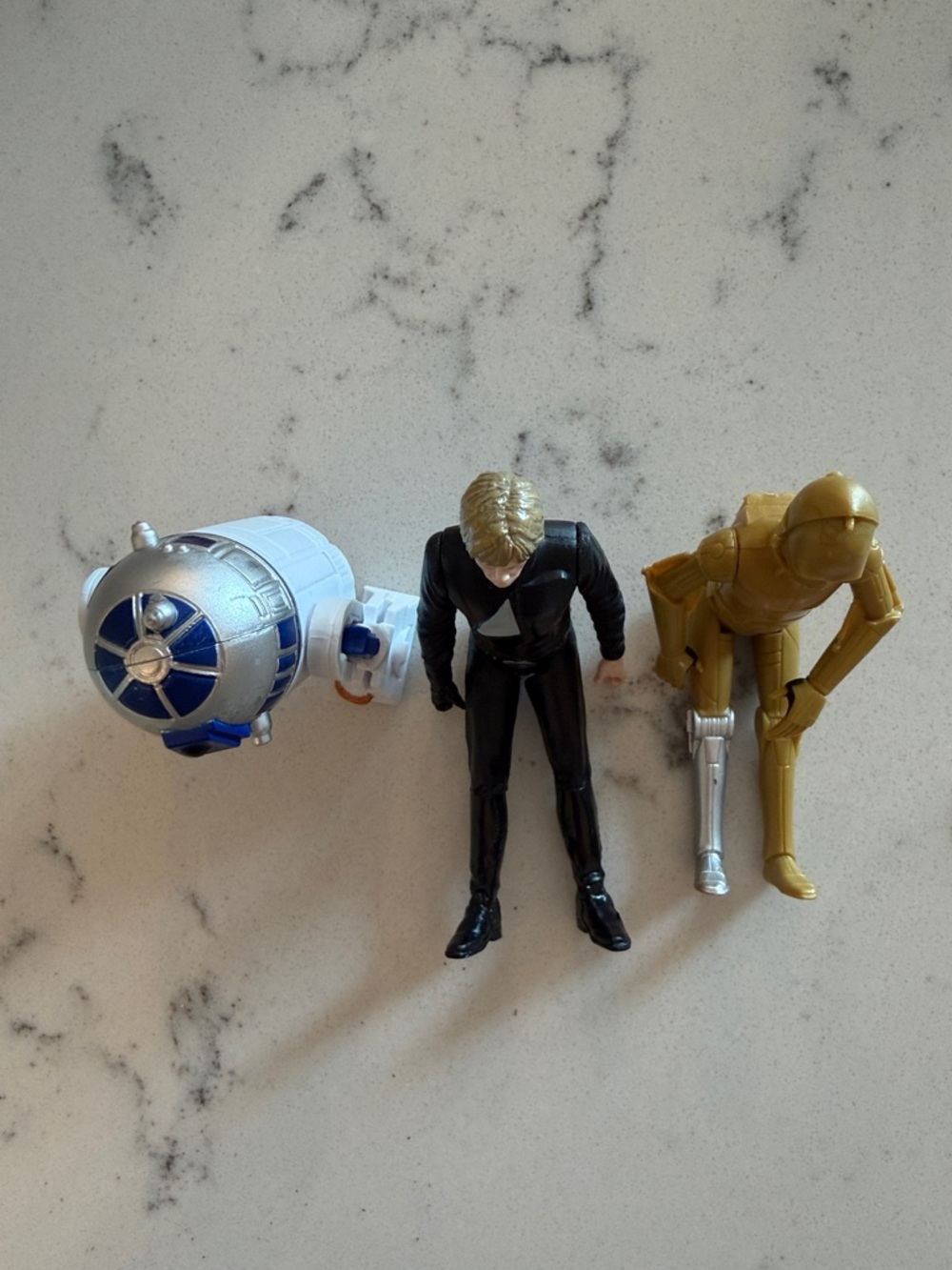 Star Wars Action Figure Trio - Blue White R2-D2, Black Luke, Gold C-3PO - Picture 2 of 3